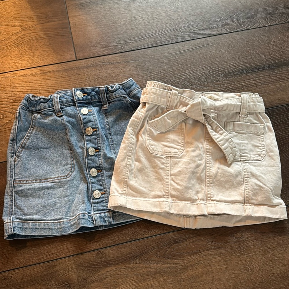 Skirts for girls size 7/8, and 8. Denim and 
Cream.